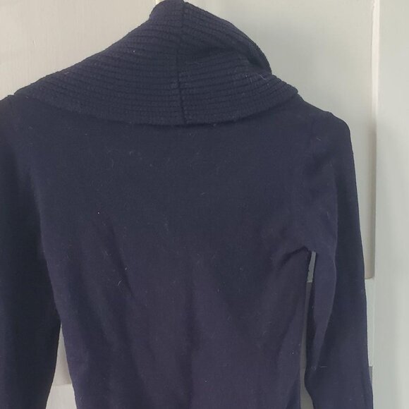 Navy Blue Cowl Neck Sweater - Picture 3 of 4